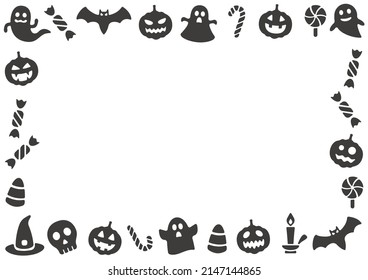 Decorated background frame for Halloween(Monochrome Version)
