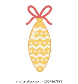 decorated ball ribbon dot lines celebration merry christmas vector illustration