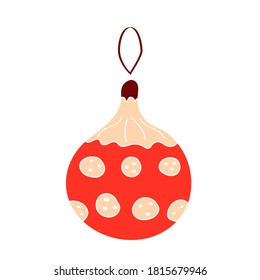Globo decorado con fondo blanco. Elemento aislado del doodle vectorial para el diseño. Ilustración navideña.