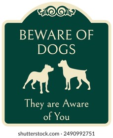 Decorated beware of dog sign