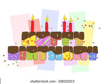 Decorated birthday greeting text, vector image.