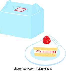 Decorated cake and a box for taking away