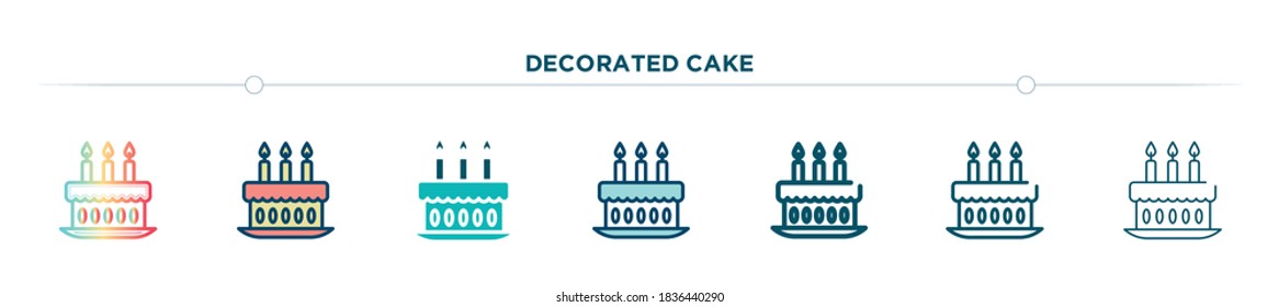 decorated cake icon designed in gradient, filled, two color, thin line and outline style. vector illustration of decorated cake vector icons. can be used for mobile, ui, web
