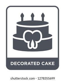 decorated cake icon vector on white background, decorated cake trendy filled icons from Bistro and restaurant collection, decorated cake vector illustration