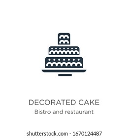 Decorated cake icon vector. Trendy flat decorated cake icon from bistro and restaurant collection isolated on white background. Vector illustration can be used for web and mobile graphic design, logo,