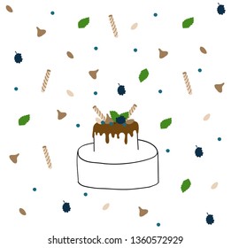 Decorated cake pattern vector