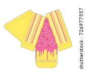 Decorated cake slice box cutout template. Favor box. Die cut