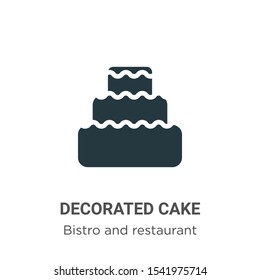 Decorated cake vector icon on white background. Flat vector decorated cake icon symbol sign from modern bistro and restaurant collection for mobile concept and web apps design.