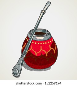 Decorated calabash for yerba mate drink.