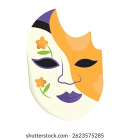 Decorated carnival mask face. Vector illustration