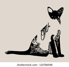 decorated cat, Vector Illustration, Unique Style