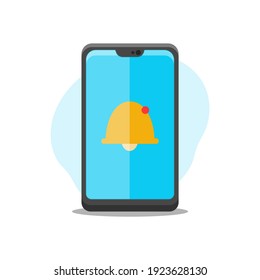 ilustración vectorial de un teléfono móvil decorada con elementos de ilustración vectorial de la aplicación campana de notificación móvil