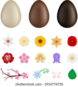 huevos de chocolate decorados conjunto de huevos de chocolate vacíos y decoración floral 