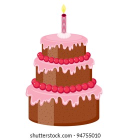 Decorated chocolate cake with candle