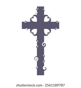 Decorated Christian cross for web banner or social graphic. Religion concept illustration.