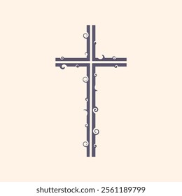 Decorated Christian cross for web banner or social graphic. Religion concept illustration.