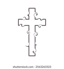 Decorated Christian cross for web banner or social graphic. Religion concept illustration.