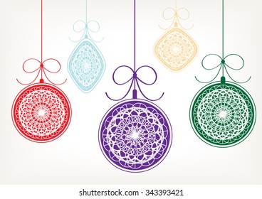 decorated christmas balls background