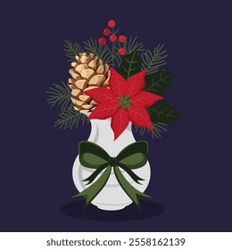 Decorated Christmas Bouquet Vector illustration .