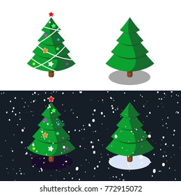 Decorated Christmas and New Year Vector fir-tree