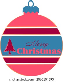 Decorated Christmas Ornament with Christmas Trees, and Merry Christmas, vetor art. 