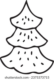 Decorated Christmas tree doodle clipart.Vector illustration in doodle style isolated on a white background. New Year and Christmas symbols for decoration. Exclusive design elements,badge,icon,handmade