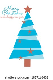 Decorated christmas tree , Flat style vector illustration.