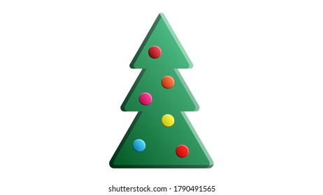 Decorated christmas tree with gift boxes, star, lights, decoration balls and lamps. Merry Christmas and a happy new year. Flat style vector illustration.