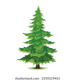Decorated christmas tree with gift boxes, star, lights, decoration balls and lamps. Merry Christmas and a happy new year. Flat style vector illustration.