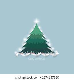 Decorated christmas tree. Holiday background. Merry Christmas and Happy New Year. Vector illustration.
