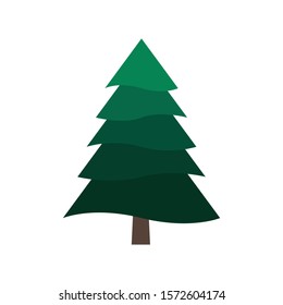 Decorated Christmas Tree, Holiday Light Tree, Ornaments, Icon Vector Illustration Background