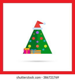 Decorated Christmas tree icon