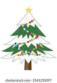 Dekorierte Weihnachtsbaum-Icon-Illustration.