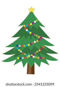 Dekorierte Weihnachtsbaum-Icon-Illustration.