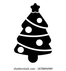 Icono de árbol de Navidad decorado. Ilustración vectorial.