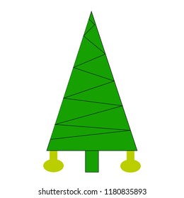 Decorated christmas tree icon.vector