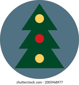 Decorated christmas tree, illustration, vector on a white background.