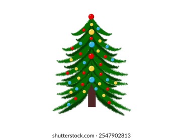 Árbol de Navidad decorado aislado en blanco