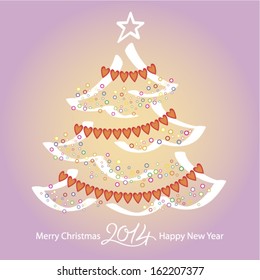 Decorated Christmas Tree. Merry Christmas and Happy New Year 2014.