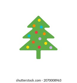 Decorated christmas tree. New Year and Christmas vector illustration.
