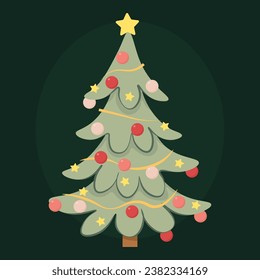 Decorated Christmas tree on a dark background