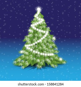 the decorated Christmas tree on fires