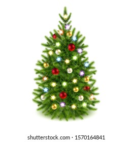 árbol de Navidad decorado con fondo blanco