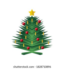 decorated christmas tree on white background vector illustration design