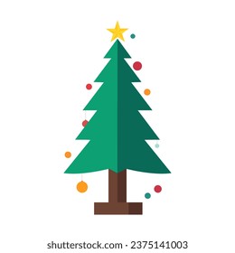Decorated Christmas tree on white background.