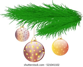 Decorated Christmas tree on white background