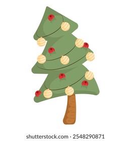 Dekorierter Weihnachtsbaum mit Ornamenten, Vektor