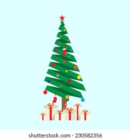 Decorated Christmas tree with a presents
