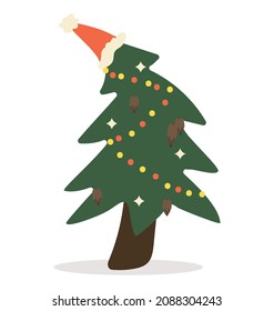 Dekorierter Weihnachtsbaum auf rotem Hut, Vektorgrafik