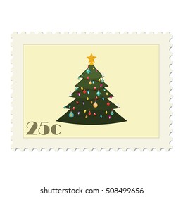 Decorated Christmas tree stamp
